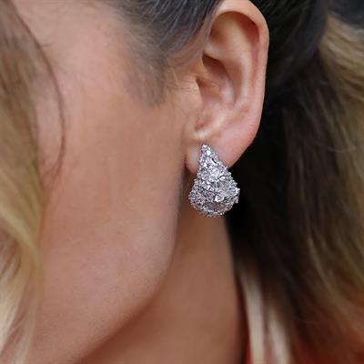 Zirkon Taşlı Bottega Damla Gümüş Küpe