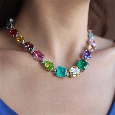 Swarovski Cubic Taşlı Gümüş Gerdanlık