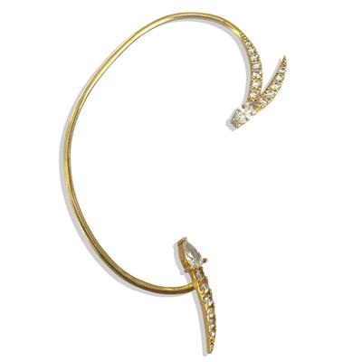 Taşlı Gold Gümüş Kıkırdak Kelepçe Küpe