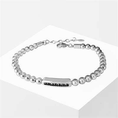 Taşlı Plakalı Silver Erkek Çelik Bileklik