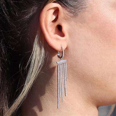 Taşlı Sarkıt Gümüş Küpe