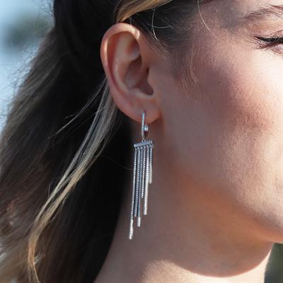 Taşlı Sarkıt Gümüş Küpe