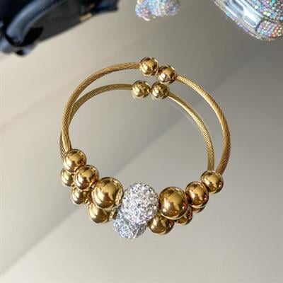 Taşlı Toplu İkili Çelik Bileklik