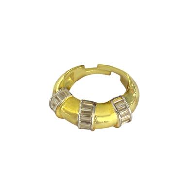 Trend Bombeli Baget Taşlı Gold Gümüş Yüzük