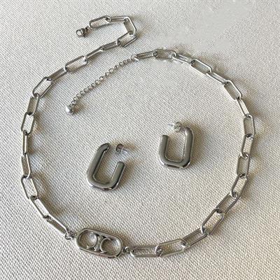 Trend Kolye Küpe Çelik Kombin