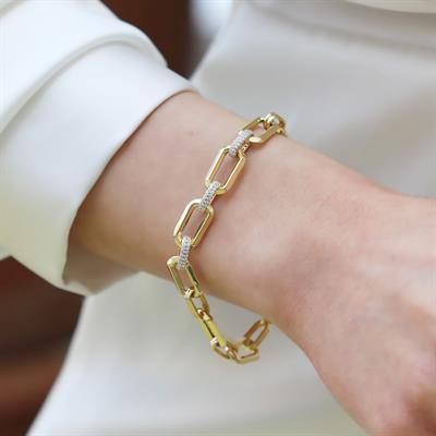 Trend Taşlı Hallow Gold Gümüş Bileklik