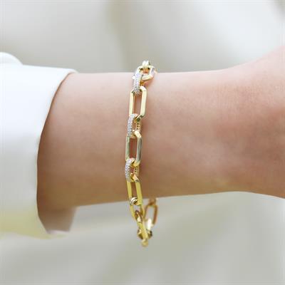 Trend Taşlı Hallow Gold Gümüş Bileklik