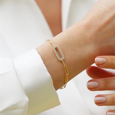 Trend Zincirli Taşlı Gümüş Bileklik