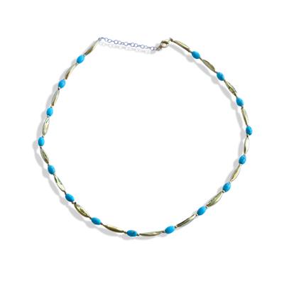 Turkuaz Taşlı Alaçatı Doğaltaş Gümüş Kolye