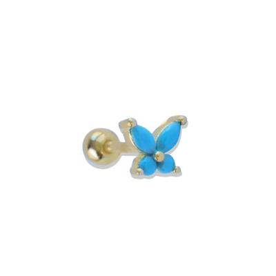 Turkuaz Taşlı Mini Gold Gümüş Tragus