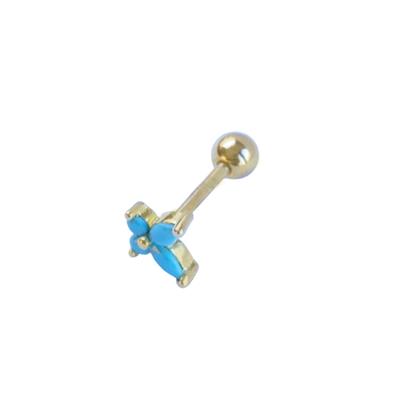 Turkuaz Taşlı Mini Gold Gümüş Tragus