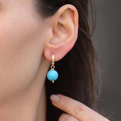 Turkuaz Toplu Halka Gold Gümüş Küpe