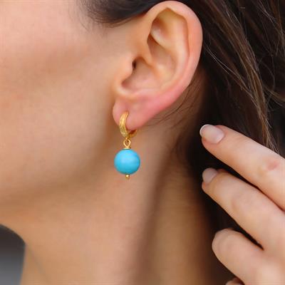 Turkuaz Toplu Halka Gold Gümüş Küpe