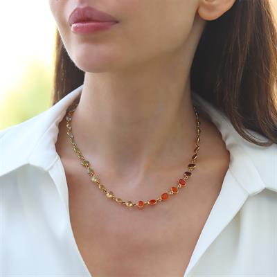 Turmalin Doğaltaşlı Gold Gümüş Kolye