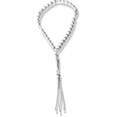 Üç Püsküllü Mini Taneli Gümüş Tesbih