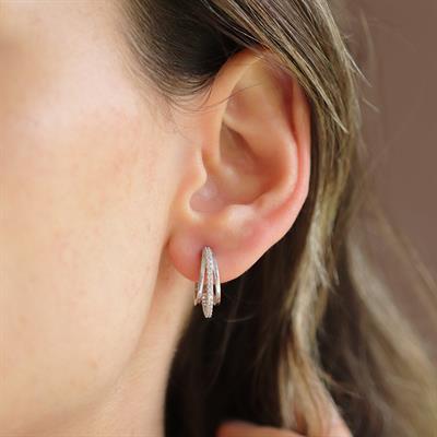 Üçlü Halka Gümüş Küpe