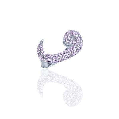 Vav Harfli Pembe Taşlı Gümüş Yüzük