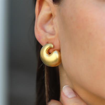 Yan Bottega Gold Bombeli Gümüş Küpe