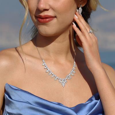 Yaprak Işıltı Gümüş Set 