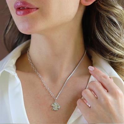 Yarı Su Yolu Trend Zincirli Gümüş Kolye