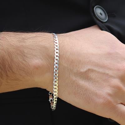 Yassı Gurmet 5mm Gümüş Erkek Bileklik