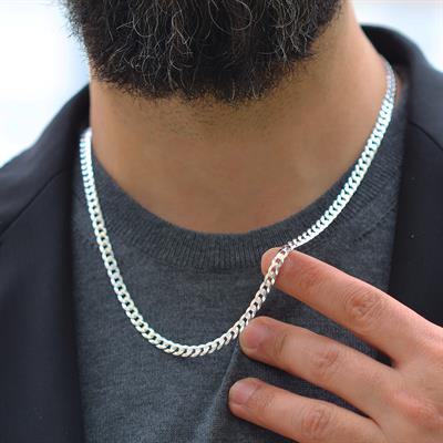 Yassı Gurmet Modeli 5mm 55cm Gümüş Zincir