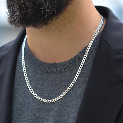 Yassı Gurmet Modeli 5mm 55cm Gümüş Zincir