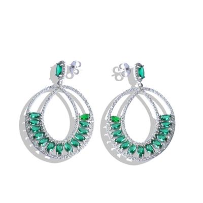 Yeşil Zirkon Taşlı Glamore Gümüş Küpe