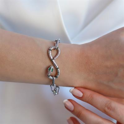 Yılan Sonsuzluk Modeli Zirkon Taşlı Bileklik