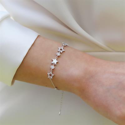 Yıldız Sedefli Gümüş Bileklik