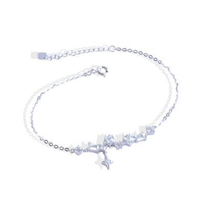 Yıldızlı Baget Taşlı Gümüş Bileklik