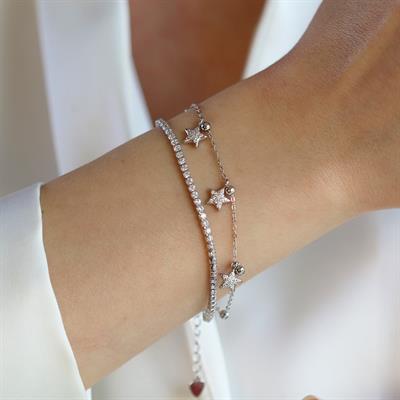 Yıldızlı Su Yolu Gümüş Bileklik