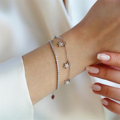 Yıldızlı Su Yolu Gümüş Bileklik