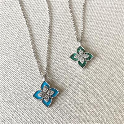 Yonca Mineli İkili Çelik Kolye 