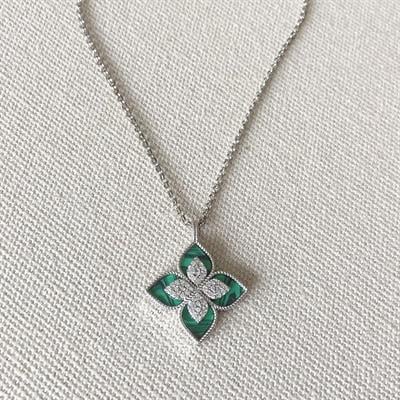 Yonca Mineli İkili Çelik Kolye 