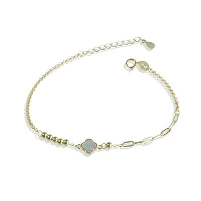 Yonca Sedefli Trend Gold Gümüş Bileklik