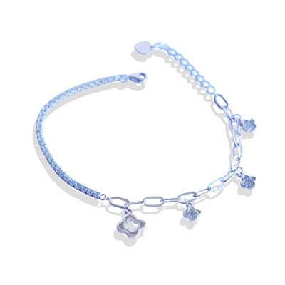 Yonca Üçlü Yarı Su Yolu Gümüş Bileklik