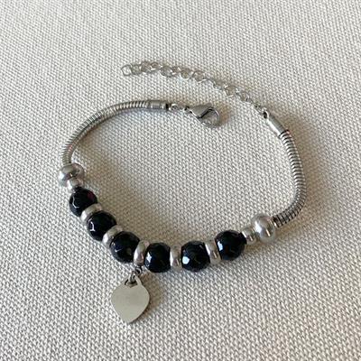 Yoncalı Kalpli 3lü Çelik Bileklik Set 