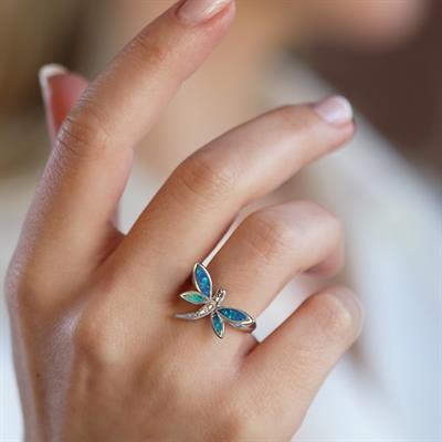 Yusufçuk Opal Taşlı Gümüş Yüzük