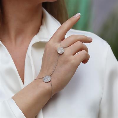 Yuvarlak Zirkon Taşlı Gümüş Şahmeran