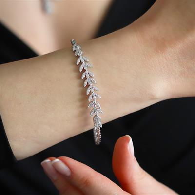 Zirkon Taşlı Başak Modeli Gümüş Set