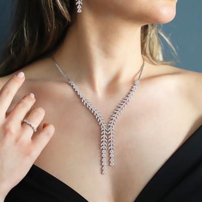 Zirkon Taşlı Başak Modeli Gümüş Set