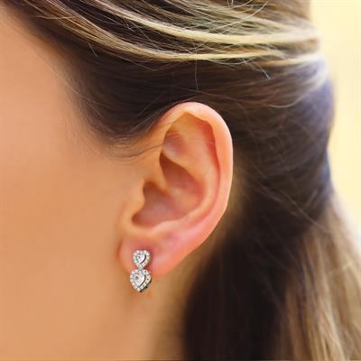 Zirkon Taşlı Kalp Gümüş Küpe