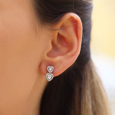 Zirkon Taşlı Kalp Gümüş Küpe