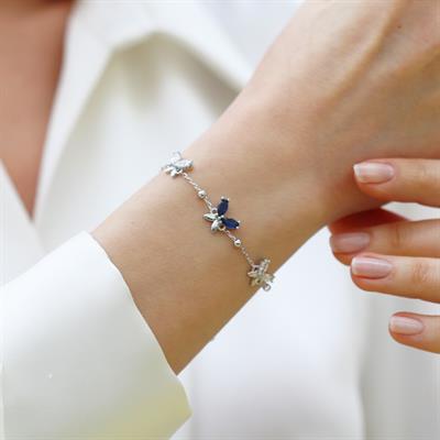 Zirkon Taşlı Kelebek Modeli Gümüş Bileklik