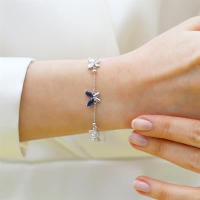 Zirkon Taşlı Kelebek Modeli Gümüş Bileklik
