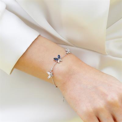 Zirkon Taşlı Kelebek Modeli Gümüş Bileklik