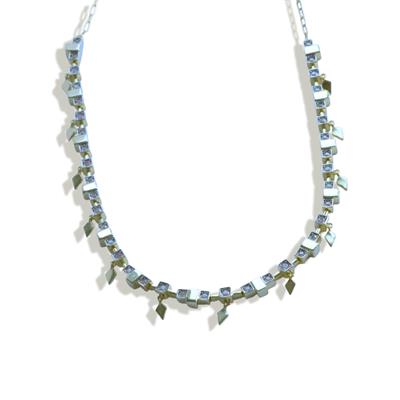 Zirkon Taşlı Küp Trend Gold Gümüş Kolye