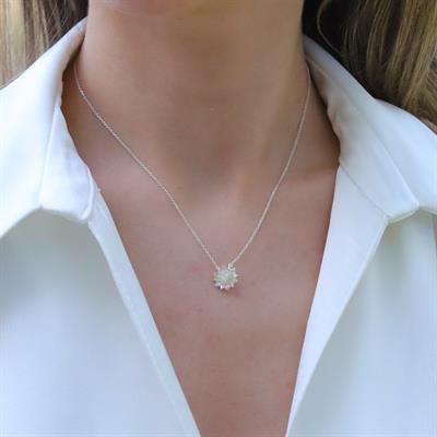 Zirkon Taşlı Lotus Çiçekli Gümüş Set