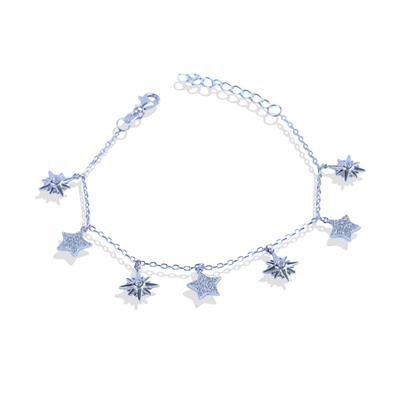 Zirkon Taşlı Sallantı Yıldız Gümüş Bileklik